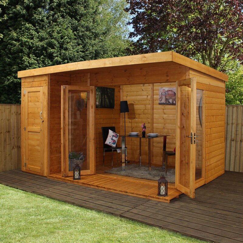 Mercia Garden Products 12 x 8 Ft. Summer House With Side ...